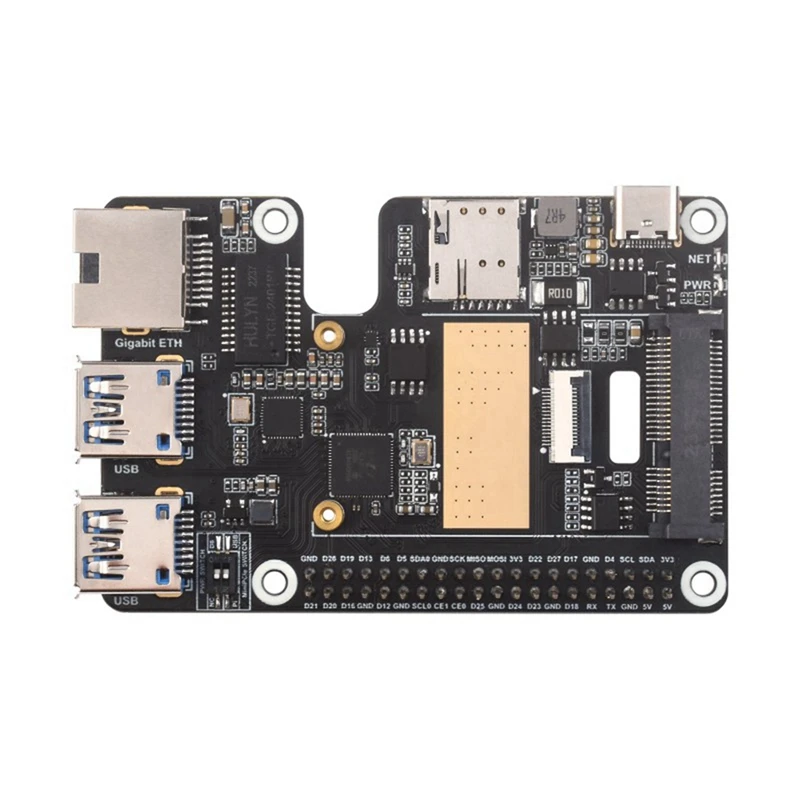 Untuk Raspberry Pi 5 Pcie ke Minipcie 4G Gigabit Ethernet RJ45 USB3.2 topi + papan adaptor Pcie ke Minipcie Gbe USB3.2 topi +