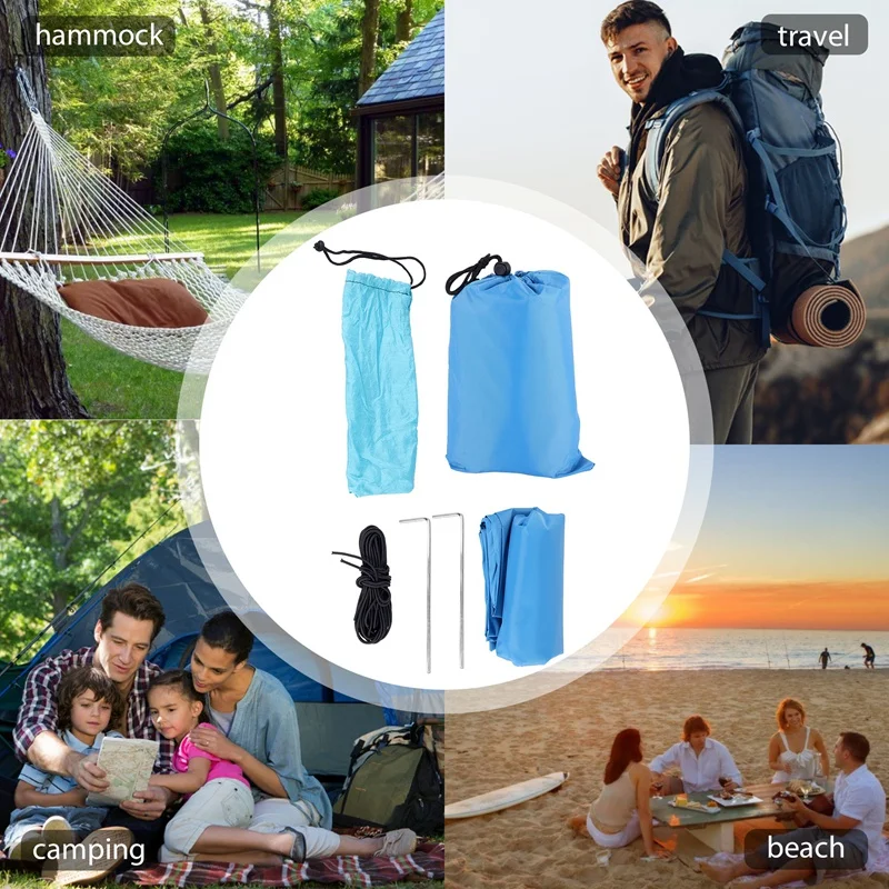 Camping Tarp Waterproof,Hammock Rain Fly,Outdoor Moistureproof Picnic Mat,Multifunction Tent,91 X 83 Inch