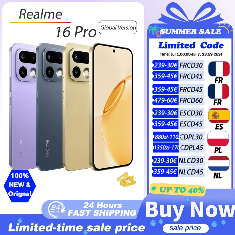 realme 16 Pro Versión Global, Teléfono Inteligente con Frecuencia de Actualización de 144Hz, Cámara Ultra Gran… — oferta en AliExpress
