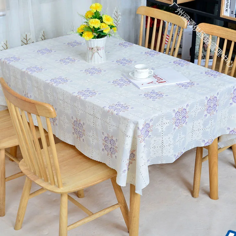 Tablecloth Waterproof and Oilproof and Heatproof Disposable Dining Table Cushion Rectangular Plastic Tea Table Cloth Desk Girl's