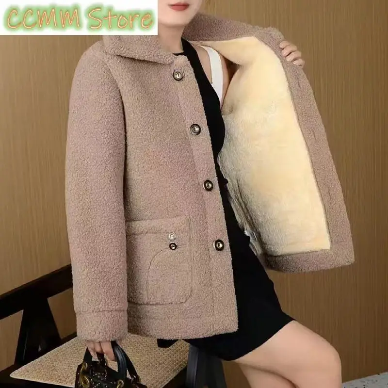 Mother Women's New Coat Cashmere Female Autumn Winter Plus Warm Cotton Padded Coat Warm Jacket Velvet Cotton Overcoat