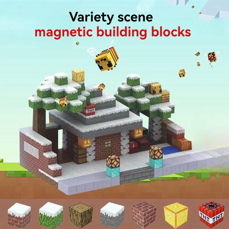 

Creative Magnetic Building Block Bricks Famous Scene Mine World Construction DIY Kids Puzzle Bricks Assembly Toys Gifts