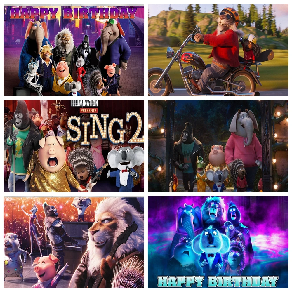 Sing 2 Movie Karaoke Backdrop Custom Name Photo Booth for Kids Birthday Party Stage Musical Banner Decor Background Props