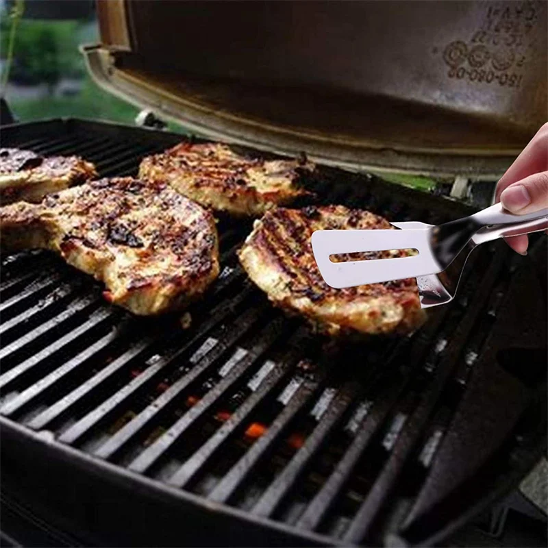 Stainless Steel Frying Shovel Clip Kitchen Barbecue Food Flipping Spatula Tong for Kitchen Cooking Pizza Steak Fish Spatula Bred