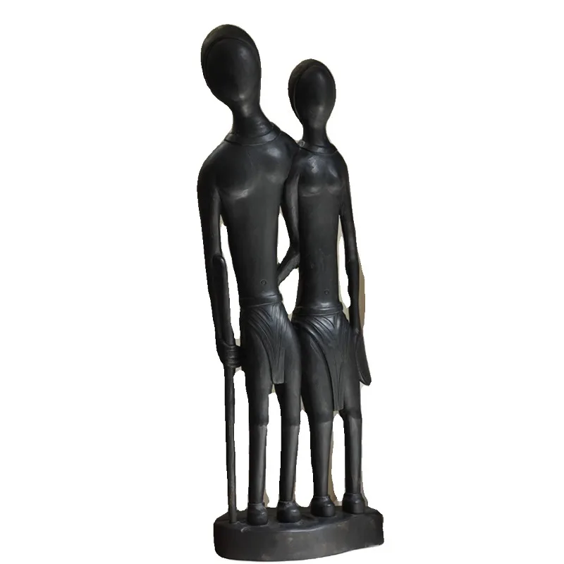 African wood carving ornaments figure carving exotic decoration wabi-sabi style homestay matching