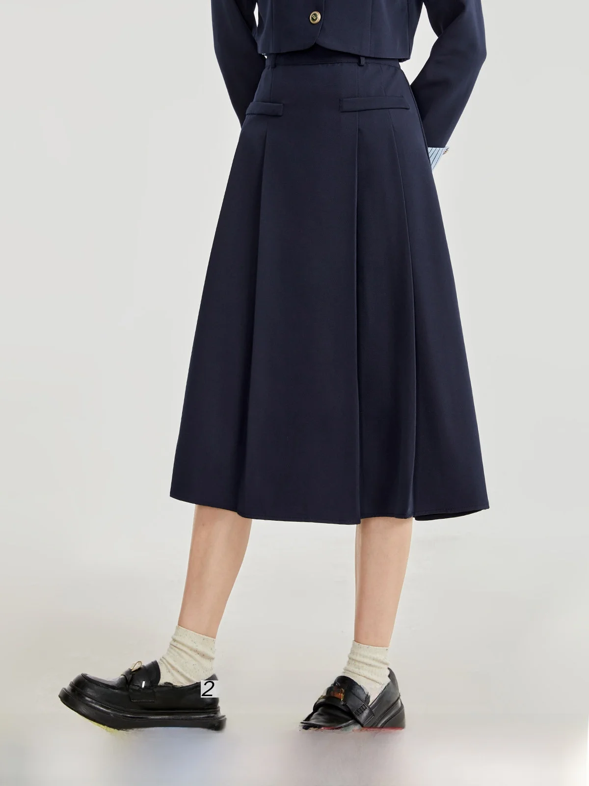 

Синяя юбка А-силуэта с высокой талией для женщин, для офиса, осенняя новинка, для невысоких, длинная юбка