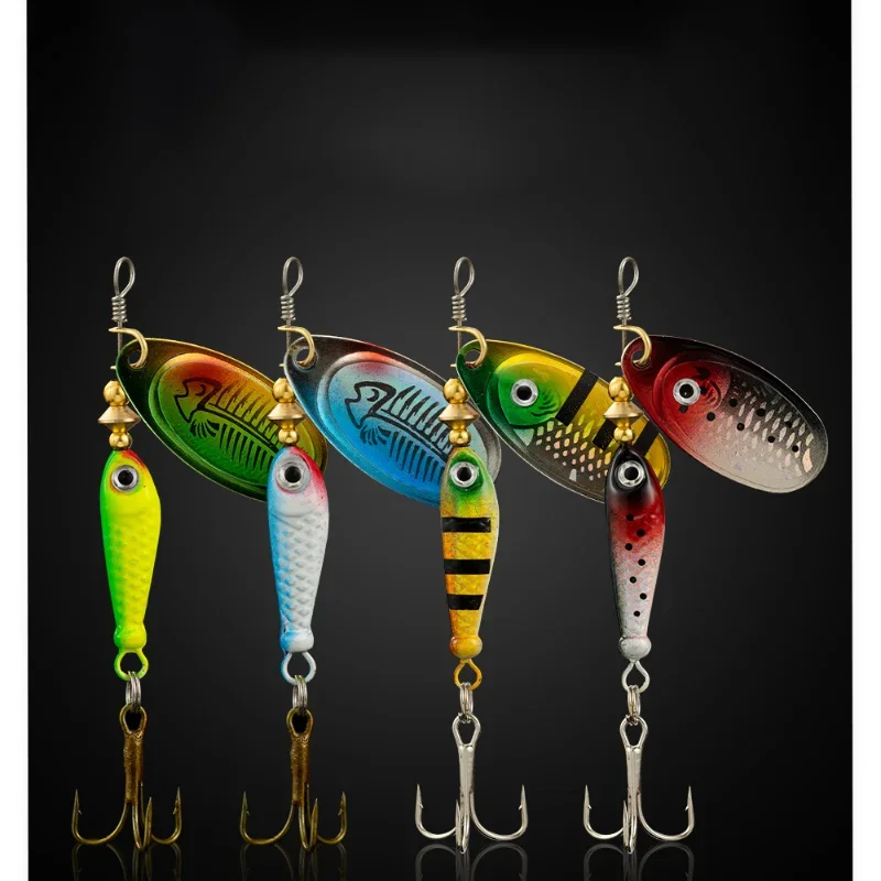 1pcs Rotating Metal Spinner Fishing Lures 9.1g 7cm Sequins Iscas Artificial Hard Baits Crap Bass Treble Hook Tackle Accessories