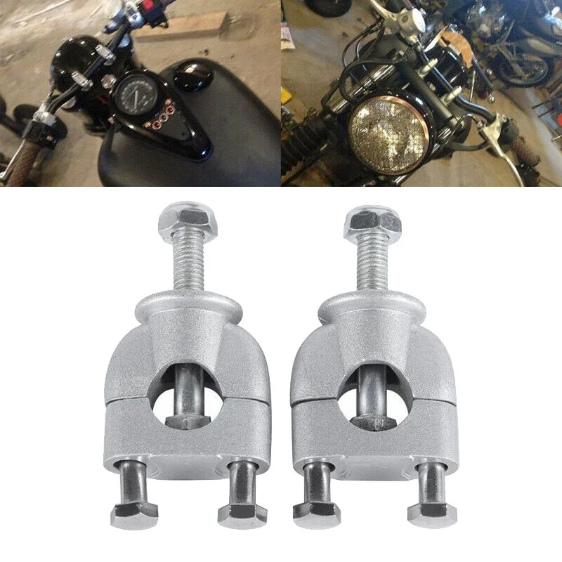 2X 7/8 Inch 22mm Motorcycle Handlebar Risers Handlebar Mount Clamps Chrome for Dirt Bike