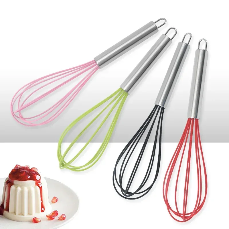 Kitchen Silicone Whisk Non-Slip Egg Beater Milk Frother Kitchen Utensil 26x6cm Kitchen Silicone Egg Beater Tool Easy To Clean