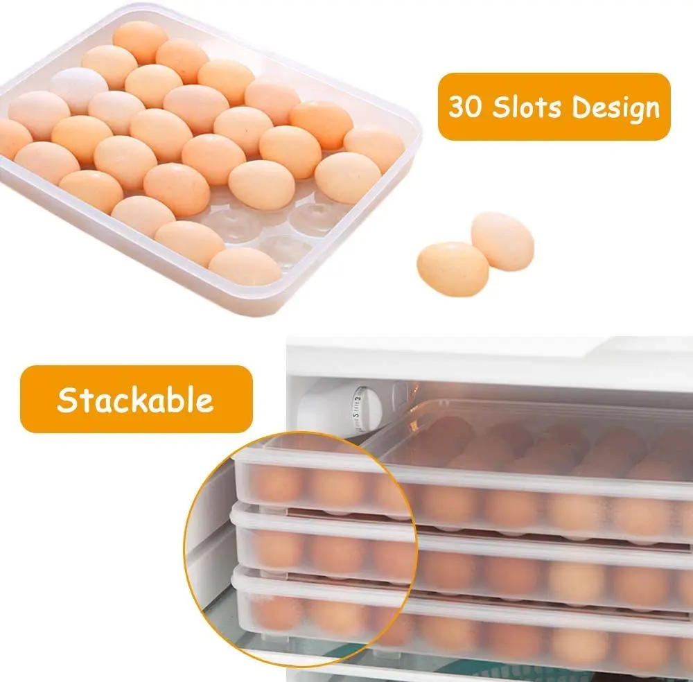 

Easter Covered Egg Holder for Refrigerator,30 Deviled Eggs Tray with Lid,PP Egg Containers,Fridge Egg Dispenser Storage Box