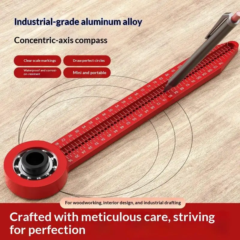 1Pcs Aluminum Alloy Circle Drafting Tool Smooth Bearing Woodworking Compass Adjustable Rotary Ruler Layout Gauge