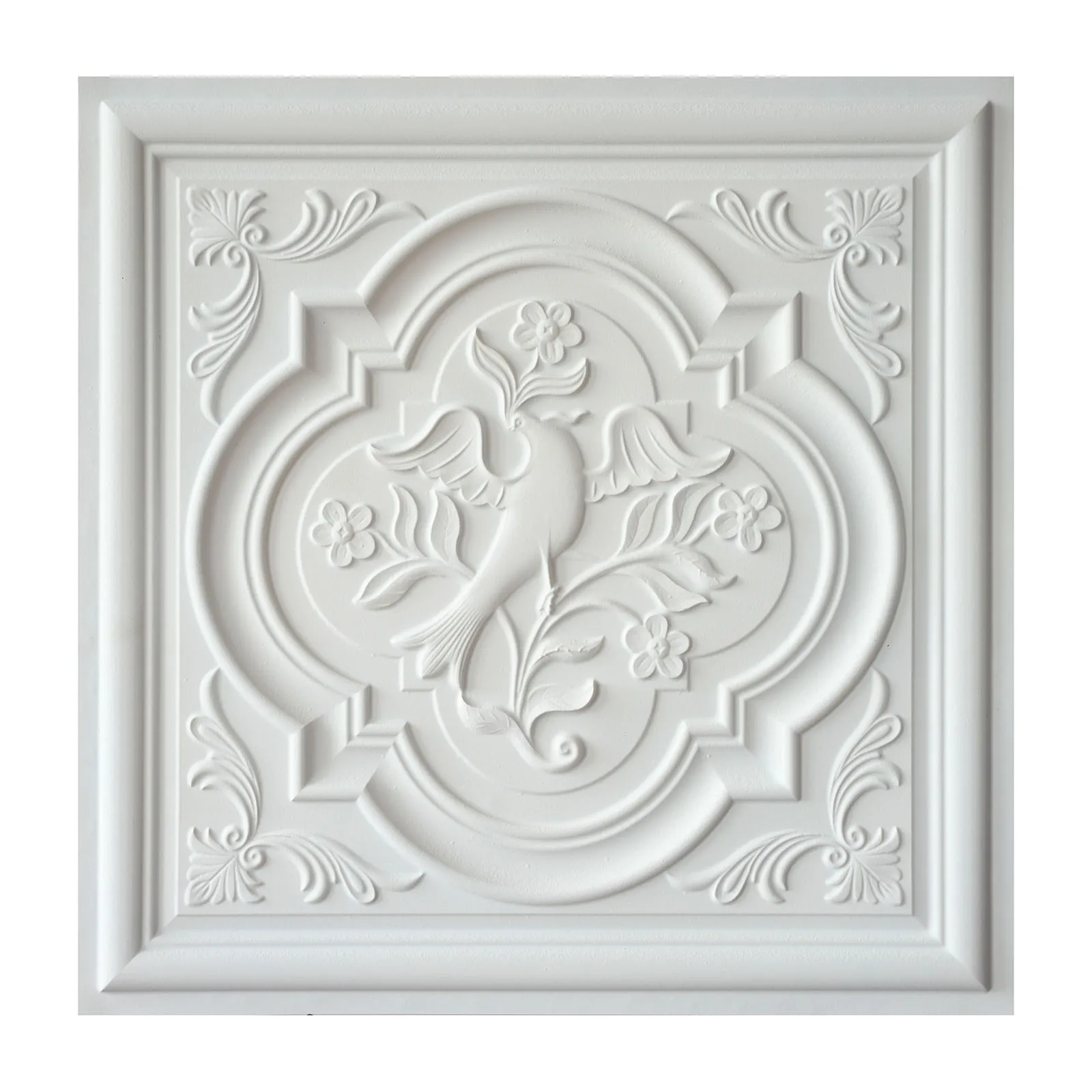 Artistic 3D Ceiling Tile Easy to Install PVC Panels for Cafe Club PL39 White matte 10tiles/lot