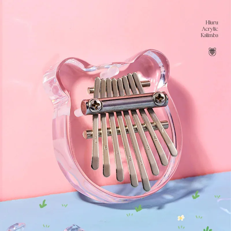 Hluru 8-Key Mini Kalimba - Transparent Crystal Acrylic Thumb Piano, Portable Acoustic Finger Piano Instrument
