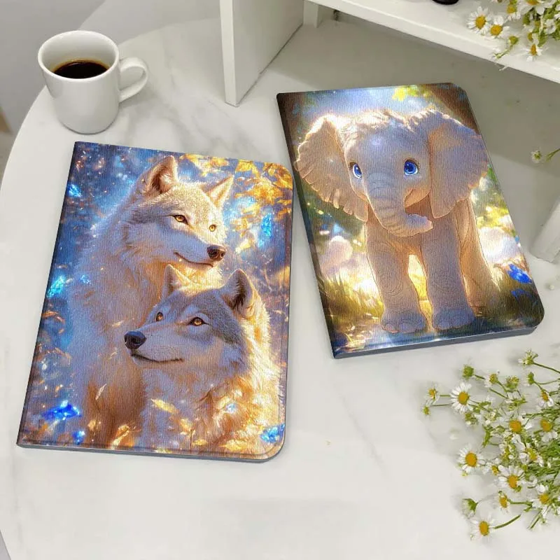 

Shining White Wolf Pair Gift For Xiaoxin Lenovo Tab Pad K11 K10 M10 P11 3rd Plus Pro Legion Y700 Y900 Gen4 2 Tablet Case