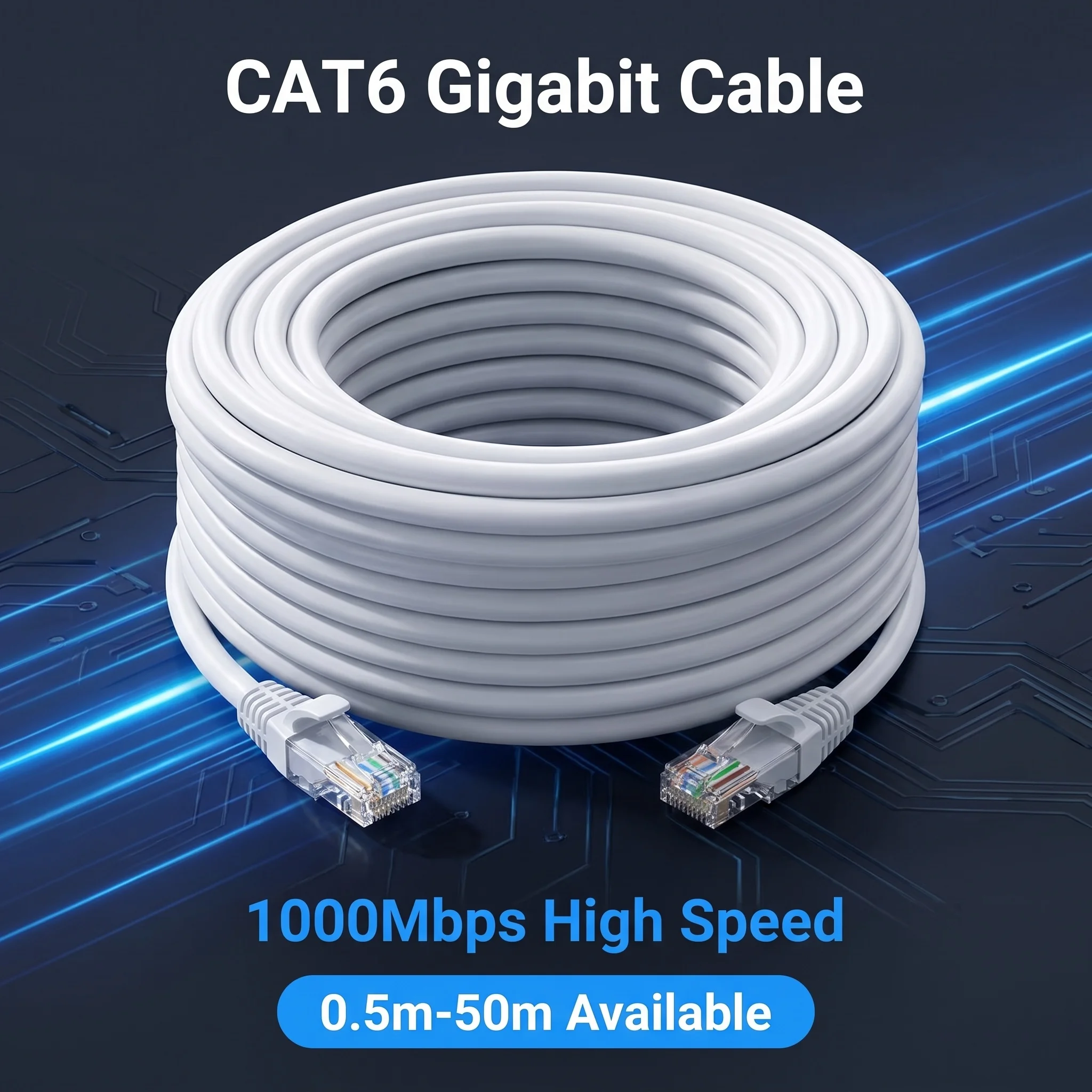 Cat6 Gigabit Ethernet Cable 1000Mbps High Speed LAN Patch Cord RJ45 Network Wire for Gaming Office Smart TV 0.5m-50m Multi Color