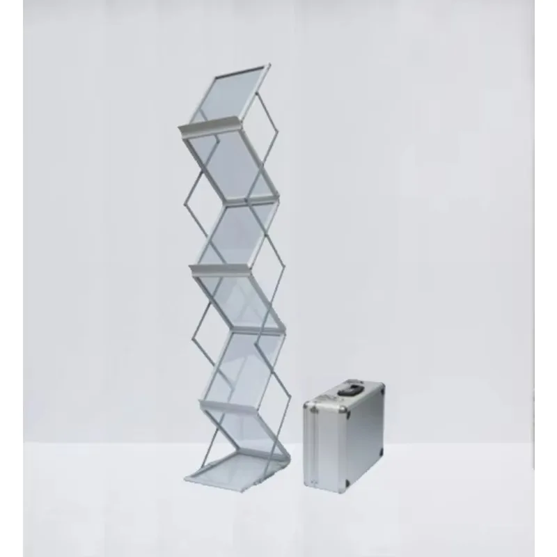 Aluminium Acrylic Brochure Holder & Catalogue Shelf, Document Display Rack for Trade Show & Hotel Magazine Display