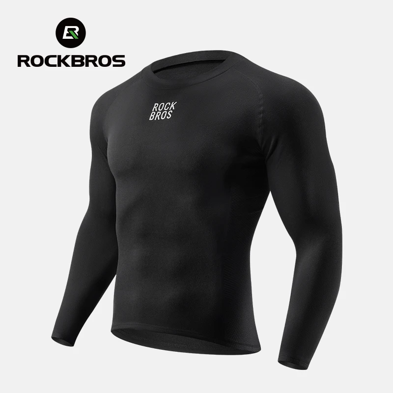 ROCKBROS Autumn Winter Cycling Jersey High Elastic Warm Fleece Thermal Pullover Shirt Men Outdoor Sports Cycling Inner Clothing