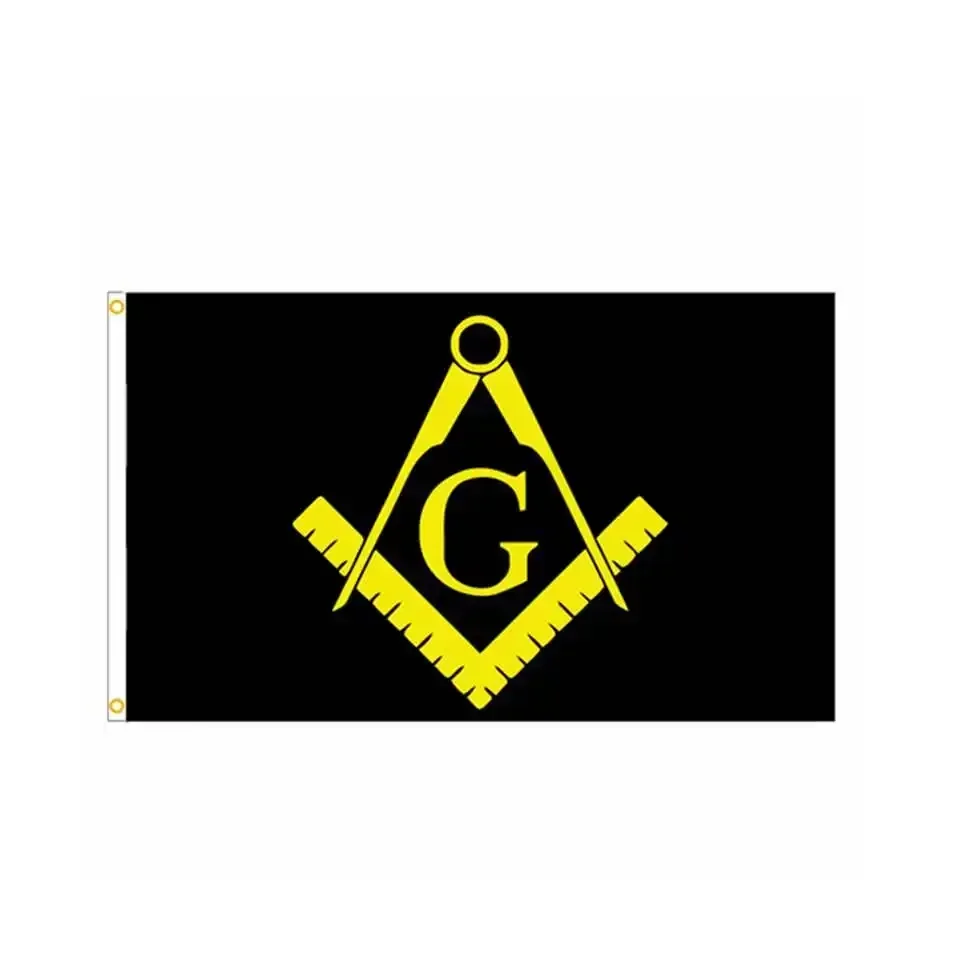 Black and Gold Masonic Lodge Mason Flag 3'x5' House Banner Outdoor Indoor Decor 90x150cm