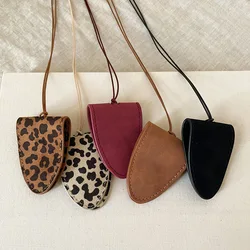 Leopard Print Velvet Hanging Neck Magnetic Sunglasses Clip Long Necklace Female Travel Portable Storage Lanyard Sweater Chain