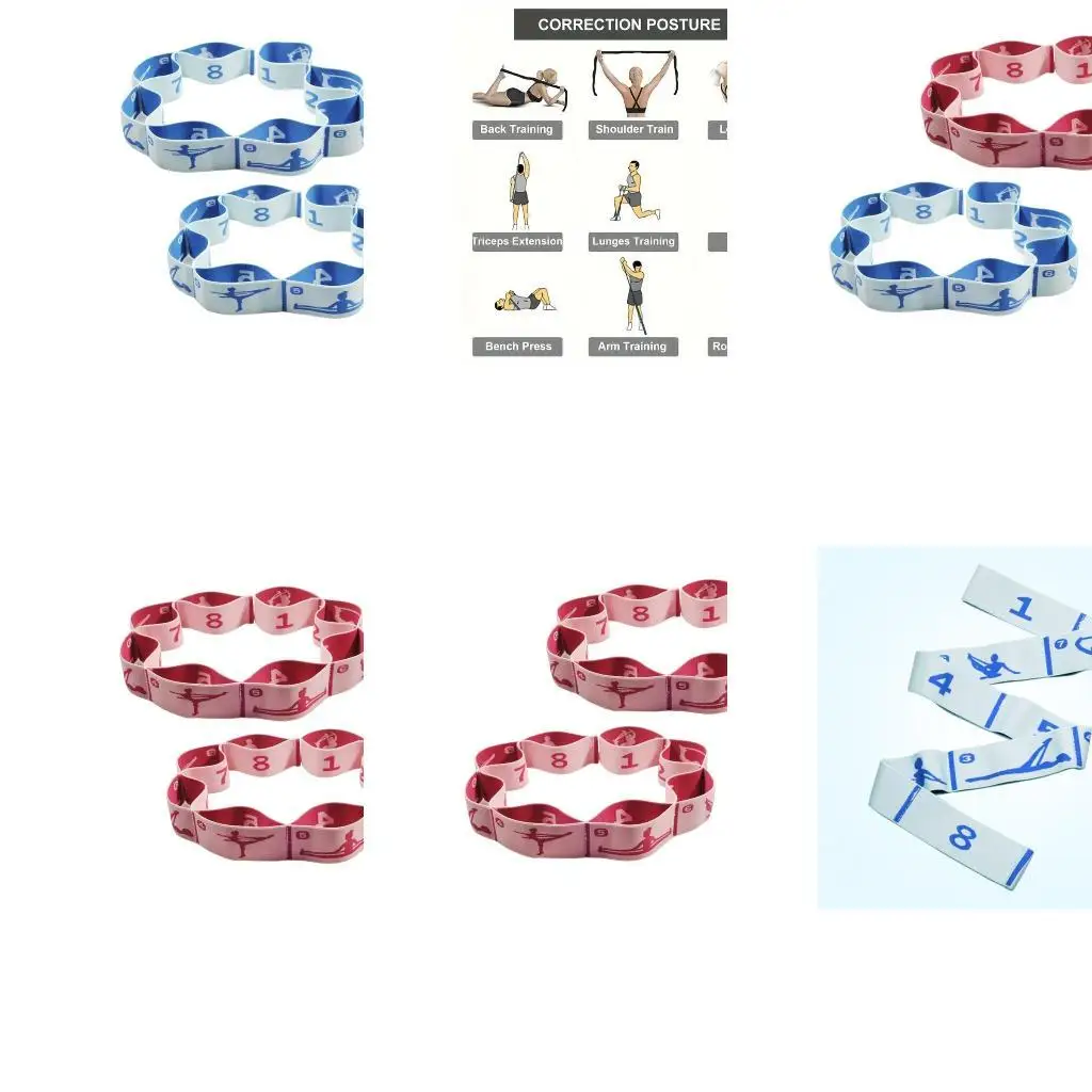 

R6FE 2pcs Stretching Band Gymnastics with 8 Regulable Loop Resistance Band for Outdoor Workouts