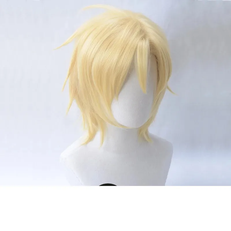 Banana Fish Ash Lynx Parrucche Cosplay Aslan Jade Callenreese Parrucca corta bionda Nuovo Anime Parrucca dorata Ragazzi resistenti al calore con cappuccio per parrucca
