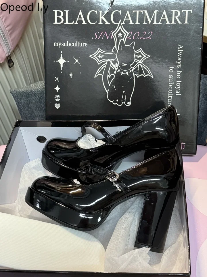 Spring and Autumn New Punk Cool Girl Jk Black Single Shoes Small Leather Shoes Women's Shoes Temperament Women's High Heels
