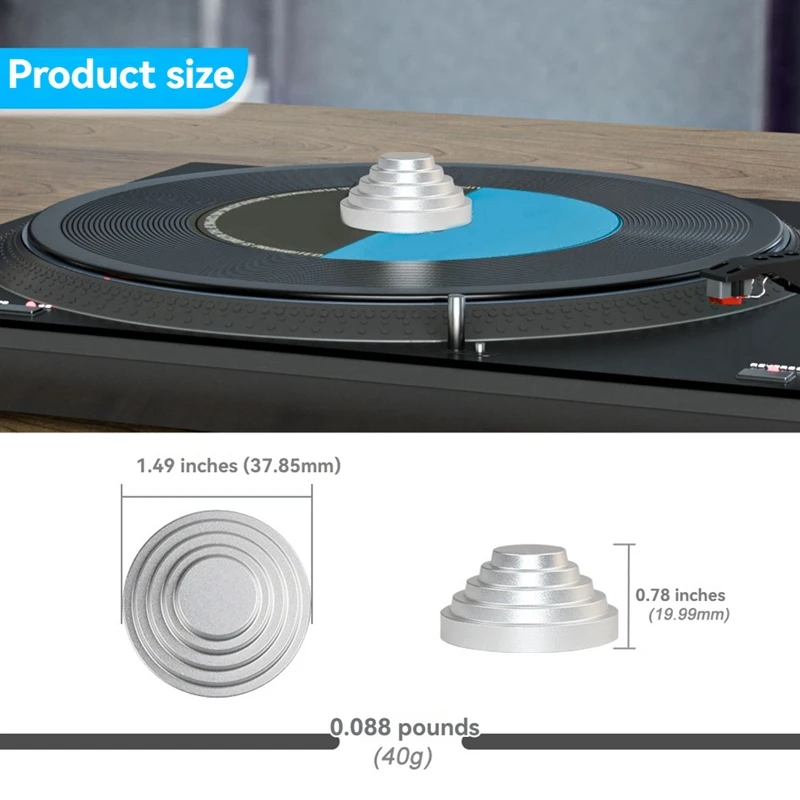 Record Weight Clamp Audio LP Vinyl Turntables Disc Stabilizer for LP Vinyl Turntables CD Player Black