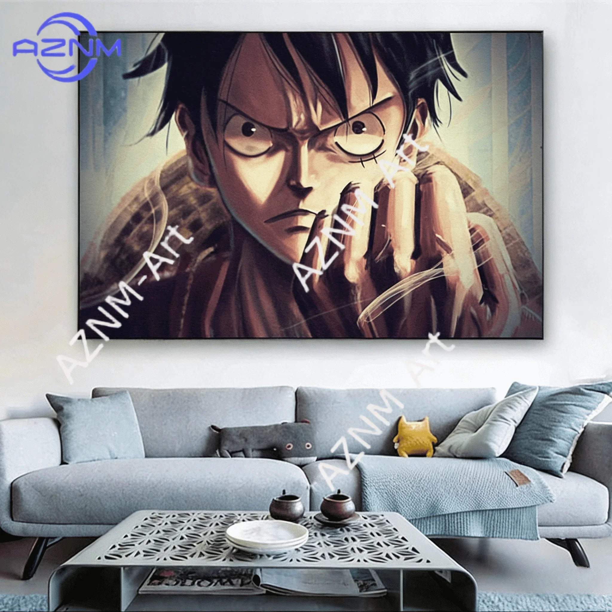 Póster HD de Anime Japonés One Piece, Monkey D. Luffy, Impresión en Lienzo, Decoración de Pared para Hogar, Bar, Arte Estético, Regalo