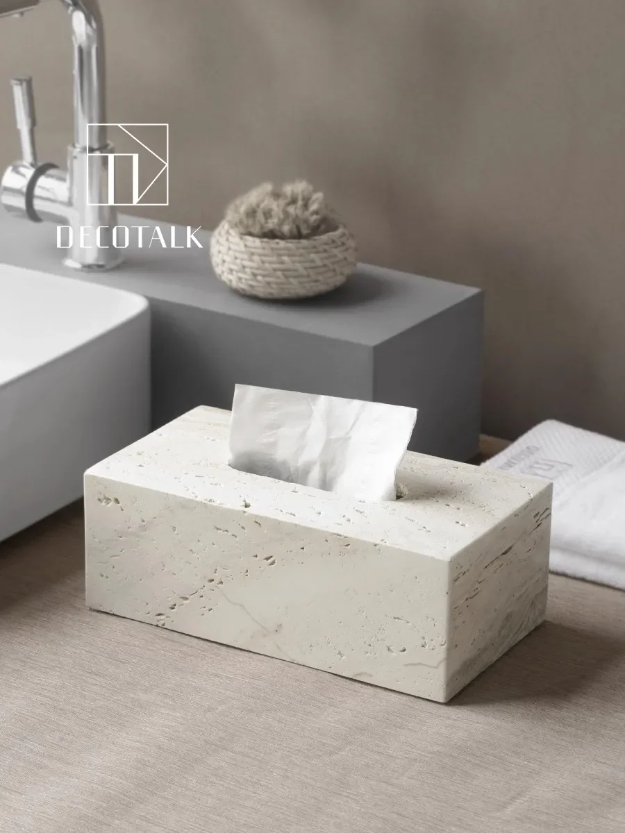 Natural Yellow Cave Stone Storage Tissue Box Hotel Living Room Advanced Special Use White Sandstone Cave Stone Mini Tissue Box