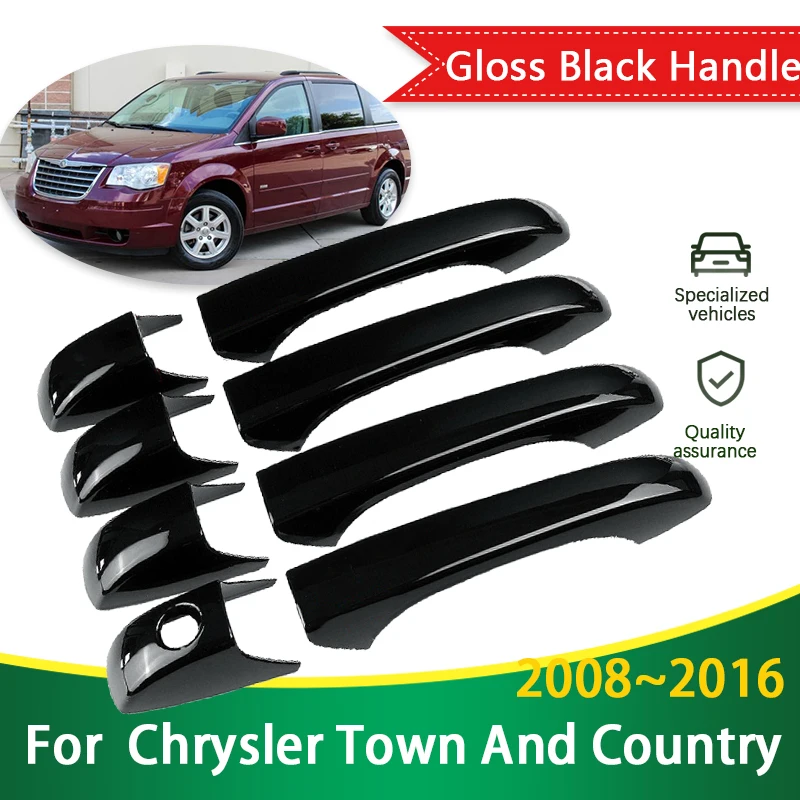 Fit for Chrysler Town And Country Voyager 2008~2016 Gloss Black Door Handle Cover Creative Stickers Trim Car Accessories Gadget