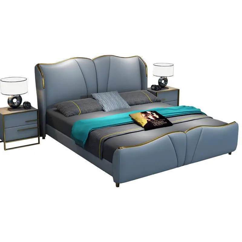 

Leather bed light luxury post-modern simple 1.8m double bed