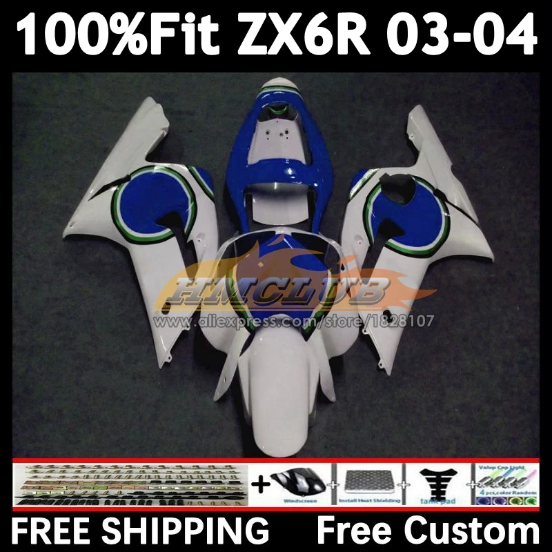 Injection Body For KAWASAKI NINJA ZX600 ZX636 ZX-6R 2003 2004 155No.134 ZX 636 6R ZX-636 ZX-600 ZX6R lucky blue 03 04 Fairings