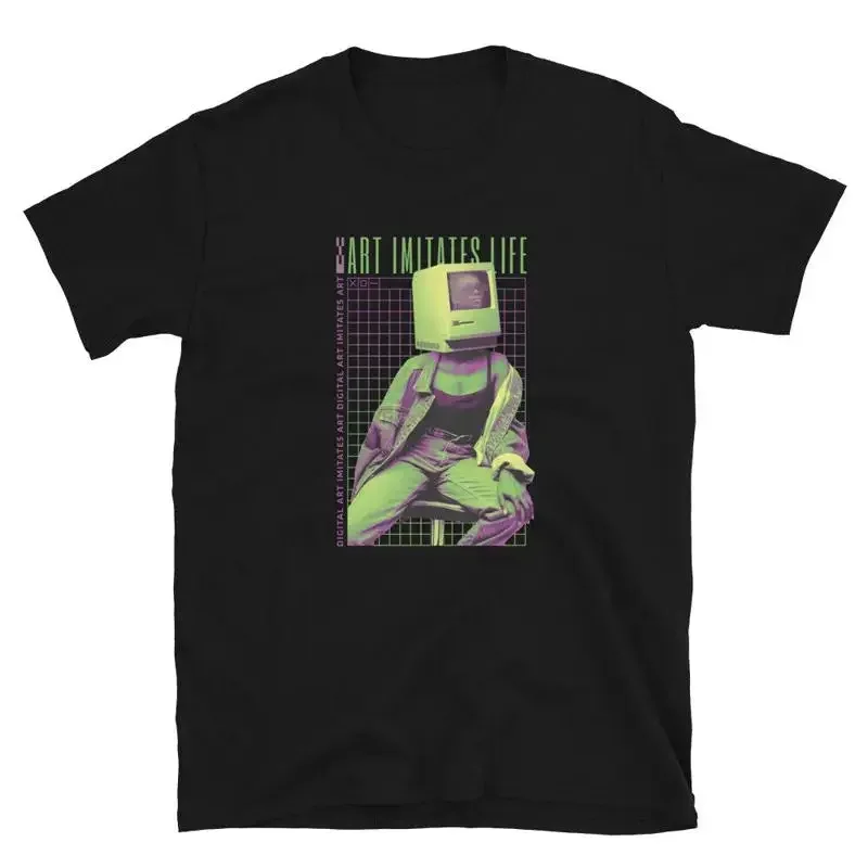 Retro-Computer-T-Shirt mit abstrakter Kunst
