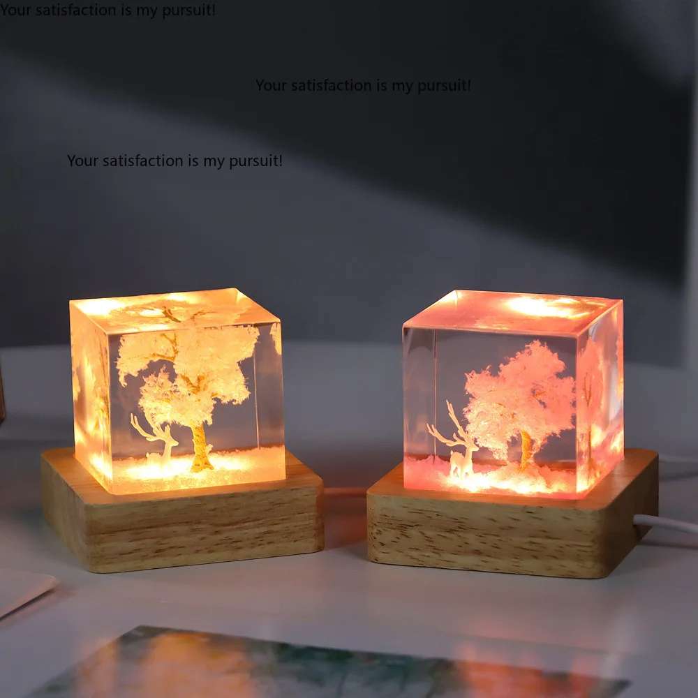 for Sakura deer glowing night light, resin desktop ornament, couple gift souvenir