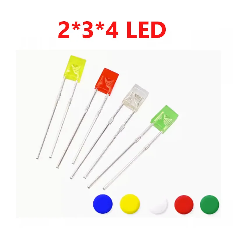 100PCS High Brightness 2*5*7 2*3*7 Square Light Emitting Diode LED Lights white hair white red yellow blue green emerald green r