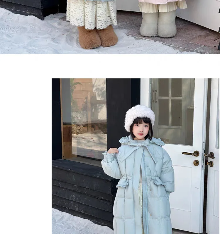 ZOETOPKID Mädchen Lange Kapuzen-Baumwoll-Daunenjacken Kinder Winter Verdickte Warme Rüschen-Design-Jacken Kinder Aktiv-Oberbekleidung – Detail 10