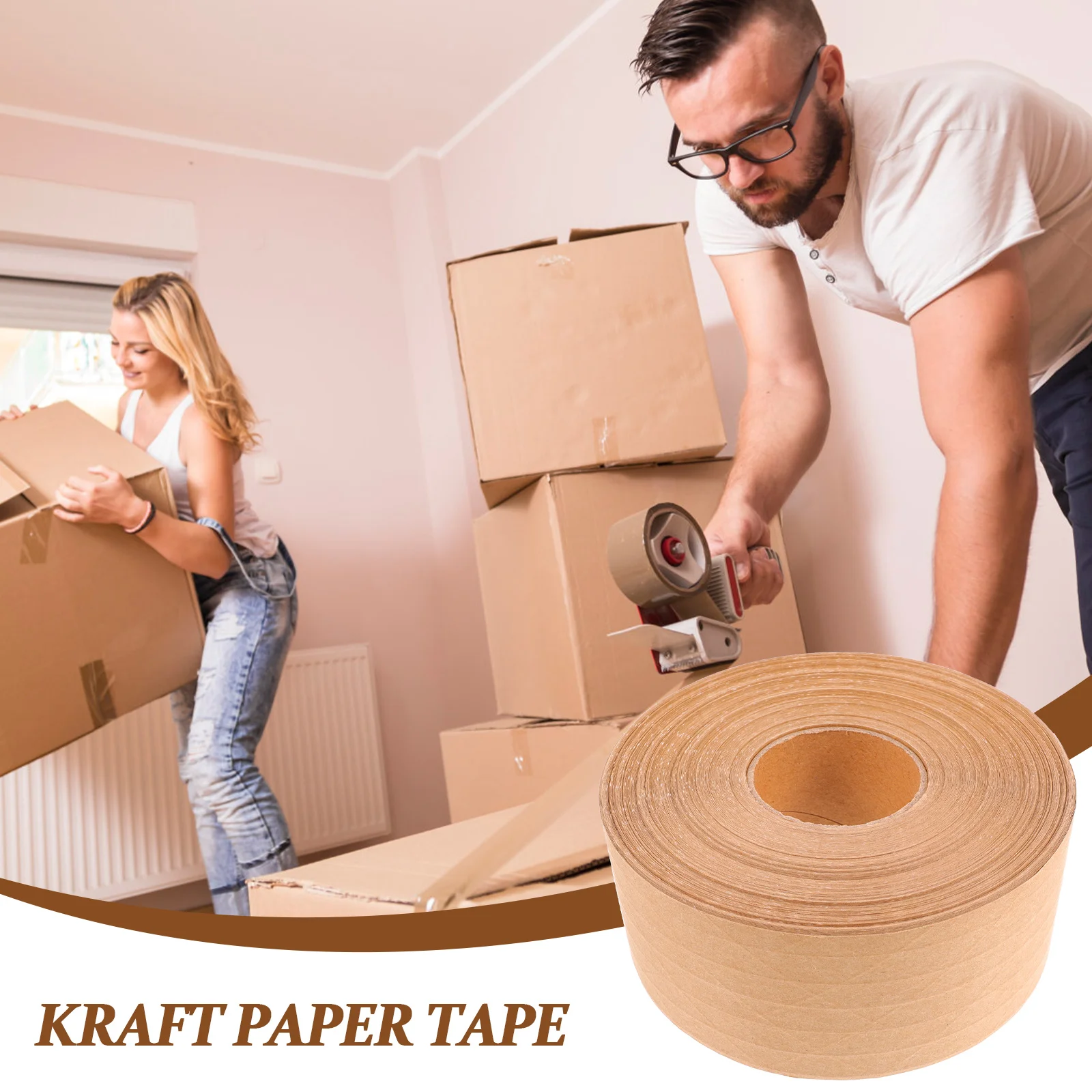 Kraft Paper 100m Writable Sealing Tape Multi-function Packaging Accessory Household Carton Tape Waterproof Craft Paper Refills