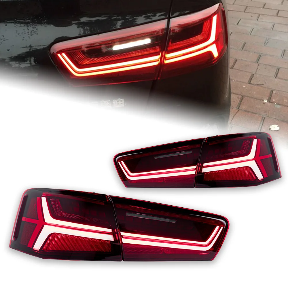 4 Stück LED-Autolichter für Audi A6 Rückleuchten 2012-2015 A6 C7 LED-Rückleuchten Upgrade DRL Dynamisches Signal Bremslicht Rückfahrlicht Auto-Zubehör