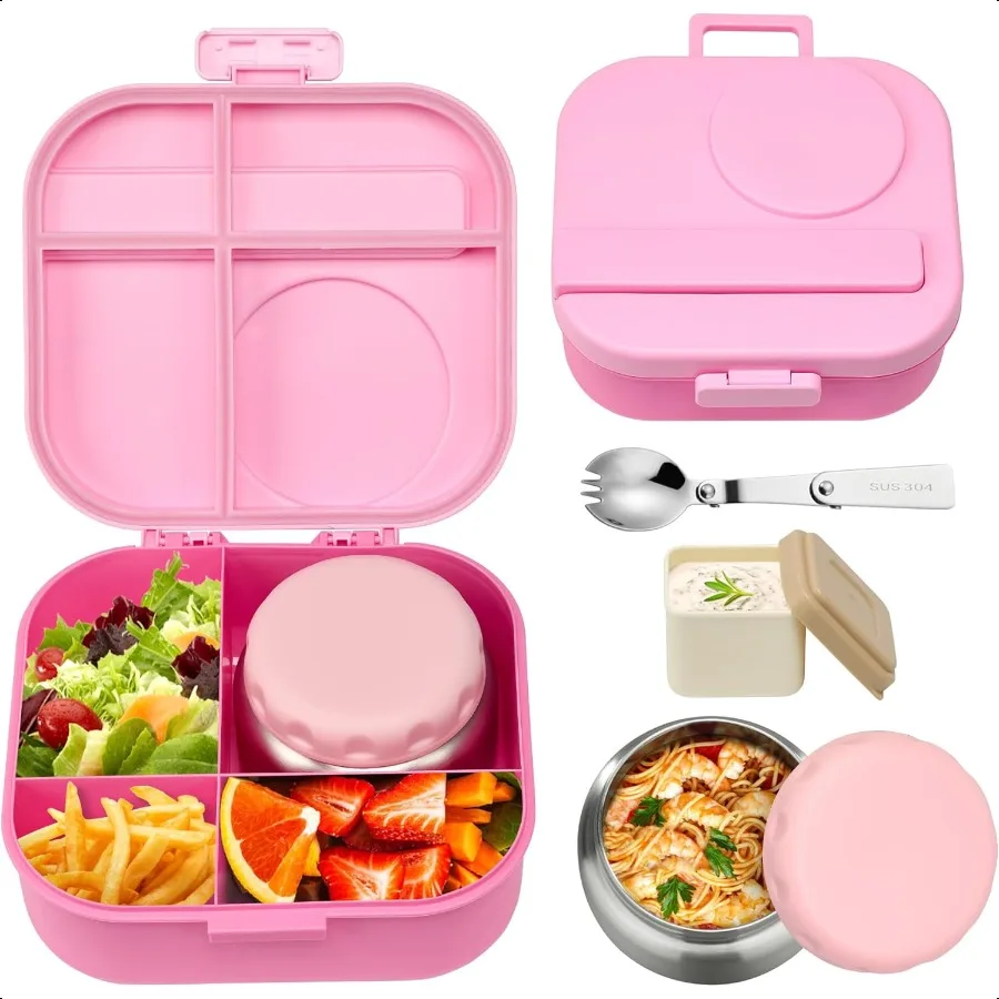 

Bento Lunch Box for with 12oz Soup Thermo4 Compartments Lunch Box Containers Includes Foldable Spoon Sauce Jar BPA FreeLeak pro