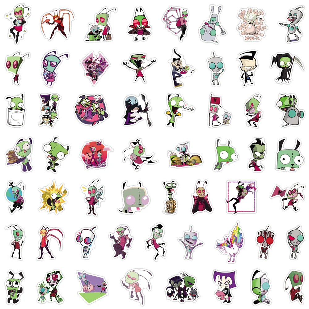 110 pçs invader zim graffiti adesivos conjunto estético bonito decalques scrapbook diário telefone portátil adesivos à prova dwaterproof água ﻿