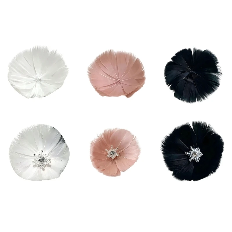 Federblumen-Applikationsset für Anlass-Styling, Kleider, Haarschmuck und Kostüme 3XUF – Detail 1