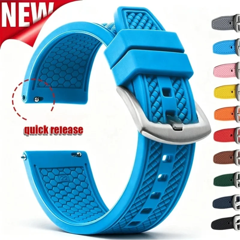Neues 20mm 22mm Weiches Gummi-Silikon-Armband für Seiko Uhrenband Herren Damen Sport Wasserdichtes Taucher-Universal-Armband Zubehör