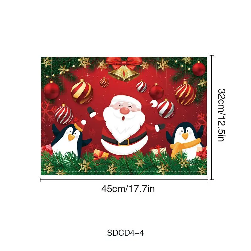 VIKAMA Santa Claus Penguin Christmas Meal Mat Waterproof and Insulated Table Mat Holiday Party Home Restaurant Table Decor Mat