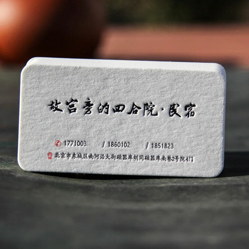 

custom 100pcs Custom Printing Embossed 500gsm Cotton Paper Cardboard Name business Card