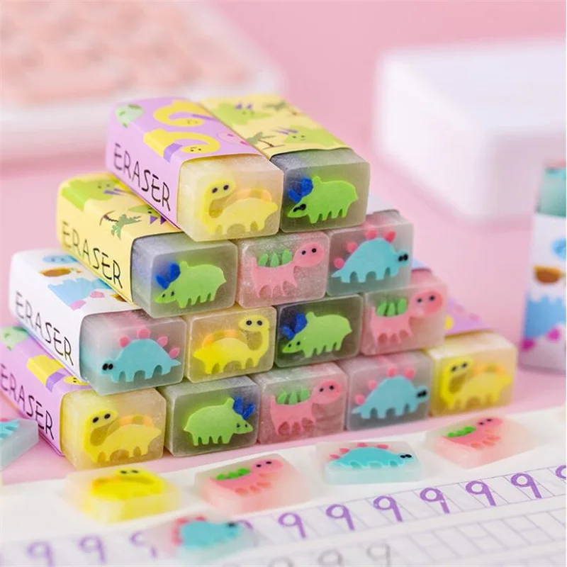 32 pcs/lot Kawaii Dinosaur Cuttable Eraser Cute Writing Drawing Rubber Pencil Eraser Stationery Kids Gifts School Office Supply