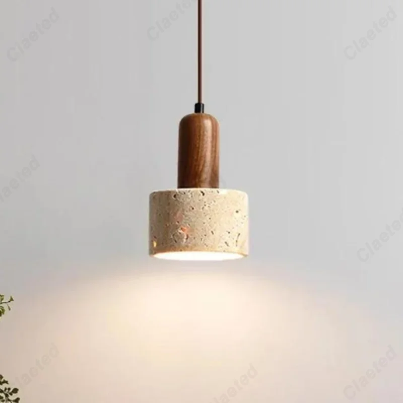 Nordic Wabi-Sabi Yellow Travertine Mini LED Pendant Lights Multiple Styles Decorative Lighting for Bedroom Living Room Home Use