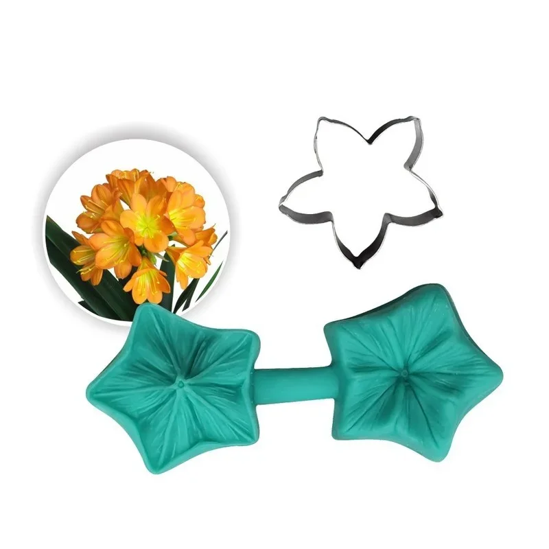 4 Style Flower Petal Veiner Silicone Molds with Stainless Steel Cutter Mold Set Fondant DIY Handmade Mould Cake Decorating Tool
