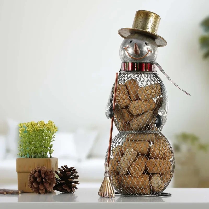 Christmas Snowman Bottle Metal Stopper Jar TV Cabinet Display Cabinet Iron Storage Ornaments Practical Decorative Crafts