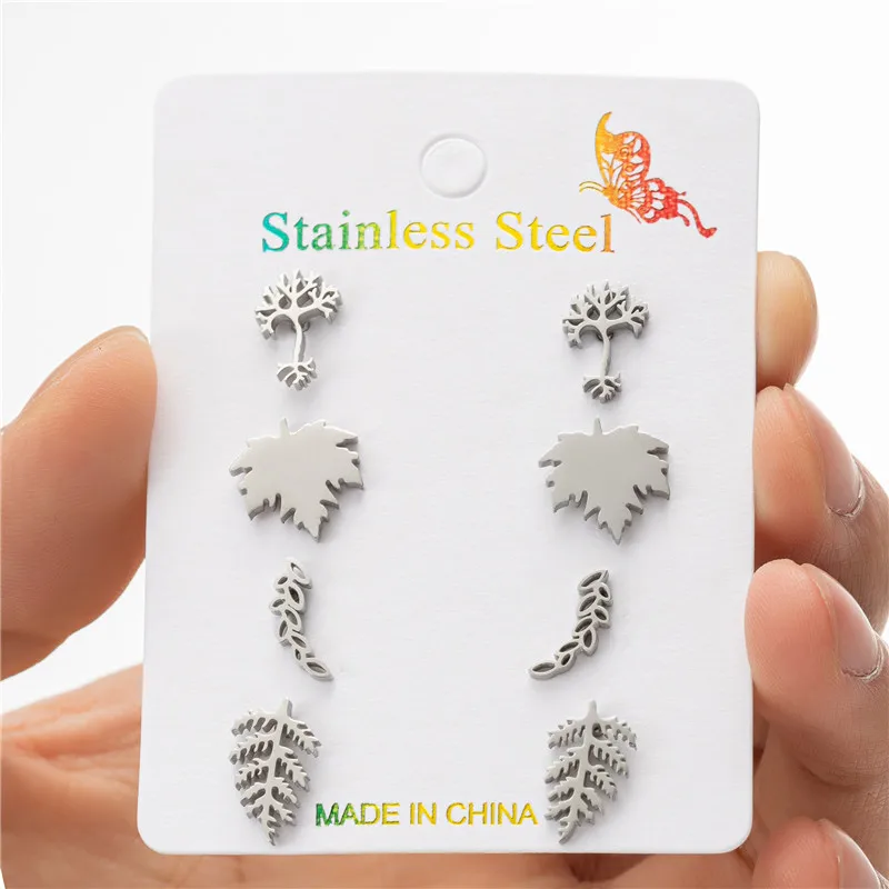 4Pairs Vintage Bohemia Maple Leaves Earrings for Women Brincos Minimalist Neuron Tree Earings Fashion Jewelry Wholesale 2024