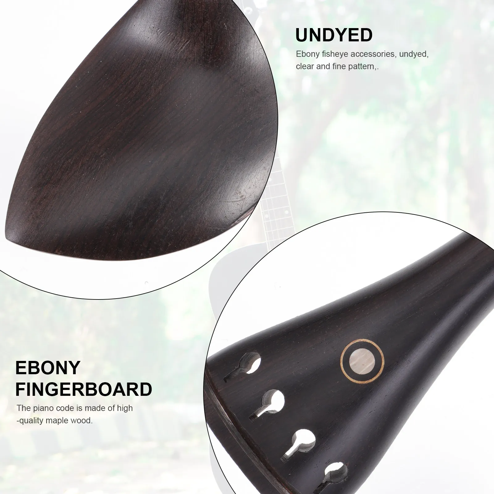 Ebony Violin Accessories Set – Pegs, Chinrest, Tailpiece, Bridge & Fine Tuners for Full-Size 4/4 Violins